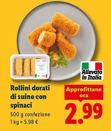 Rollini Dorati Di Suino Con Spinaci
