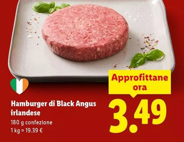 Hamburger Di Black Angus Irlandese