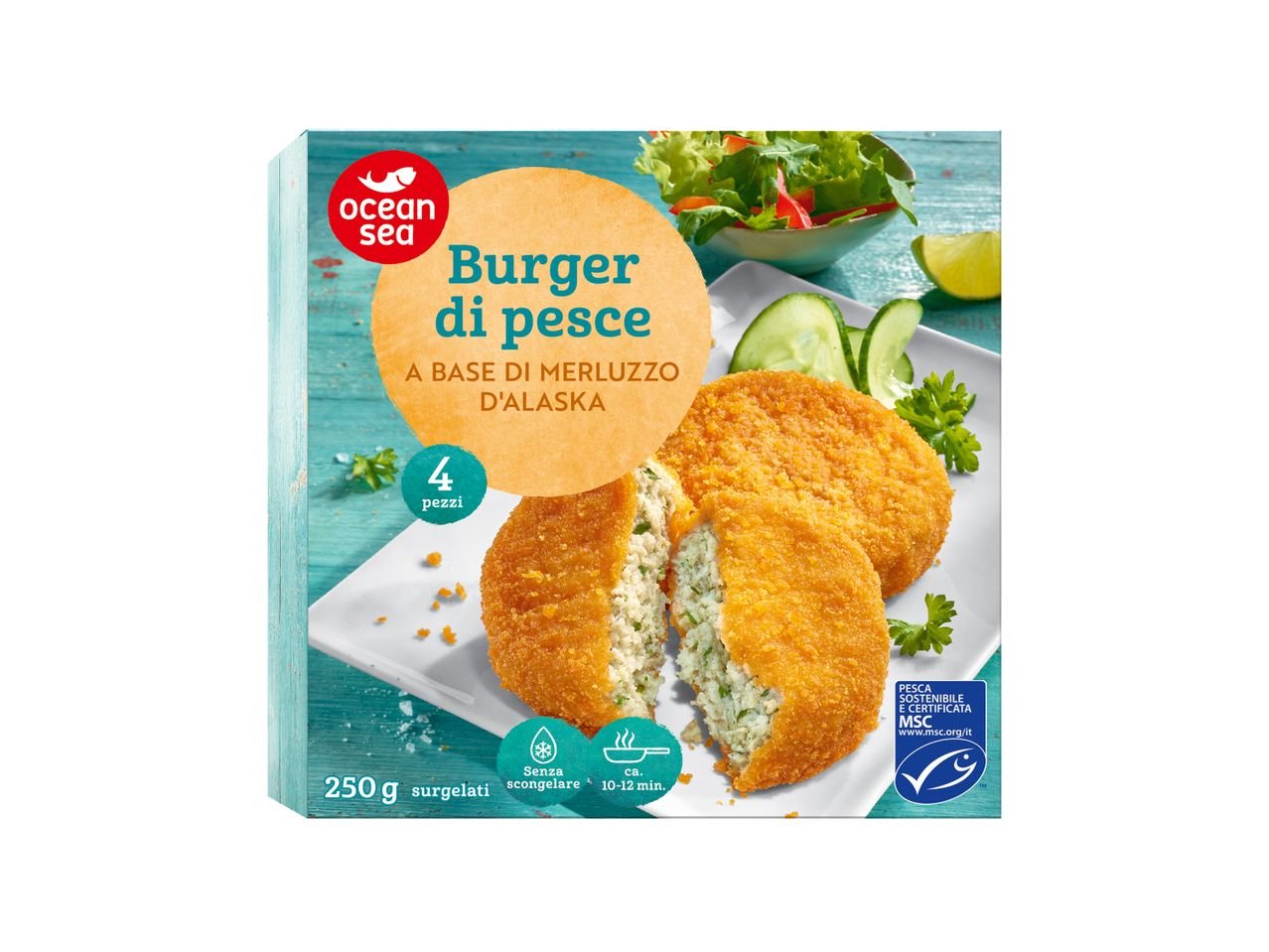 Burger di pesce panato