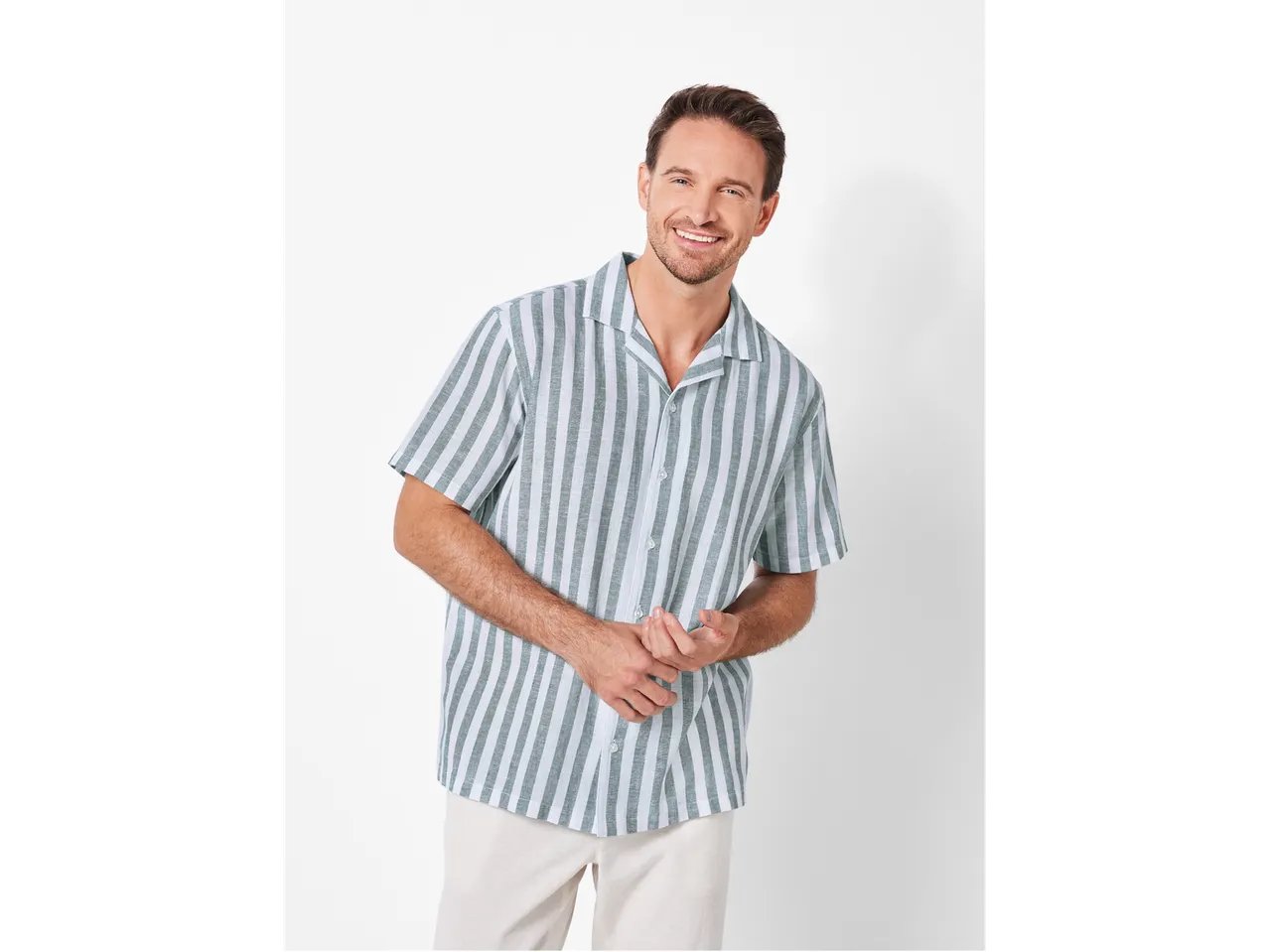 Camicia in lino a maniche corte da uomo