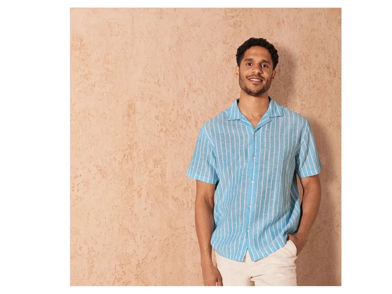 Camicia in lino a maniche corte da uomo