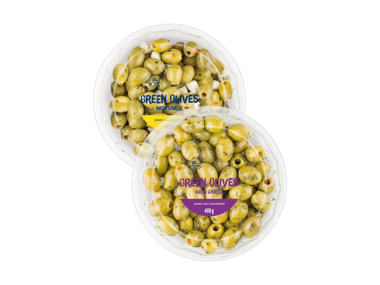 Olive verdi marinate e denocciolate