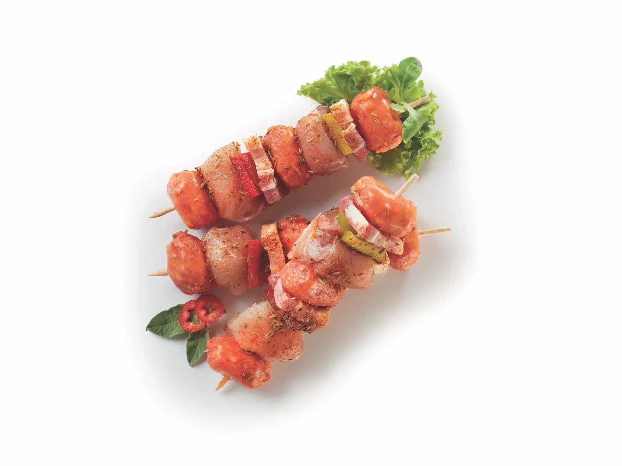 Spiedini di pollo con suino piccanti