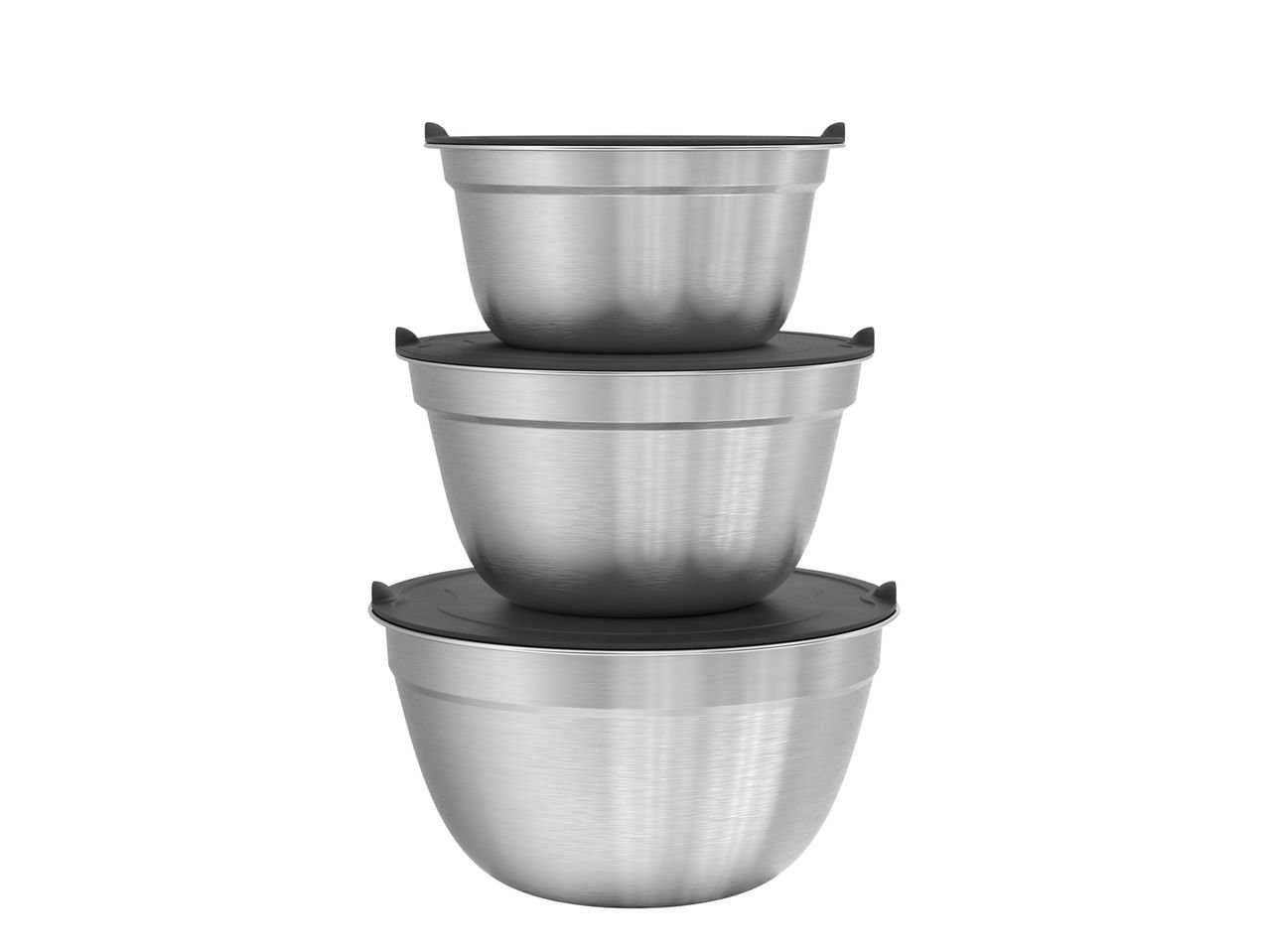 Set ciotole in acciaio con coperchio