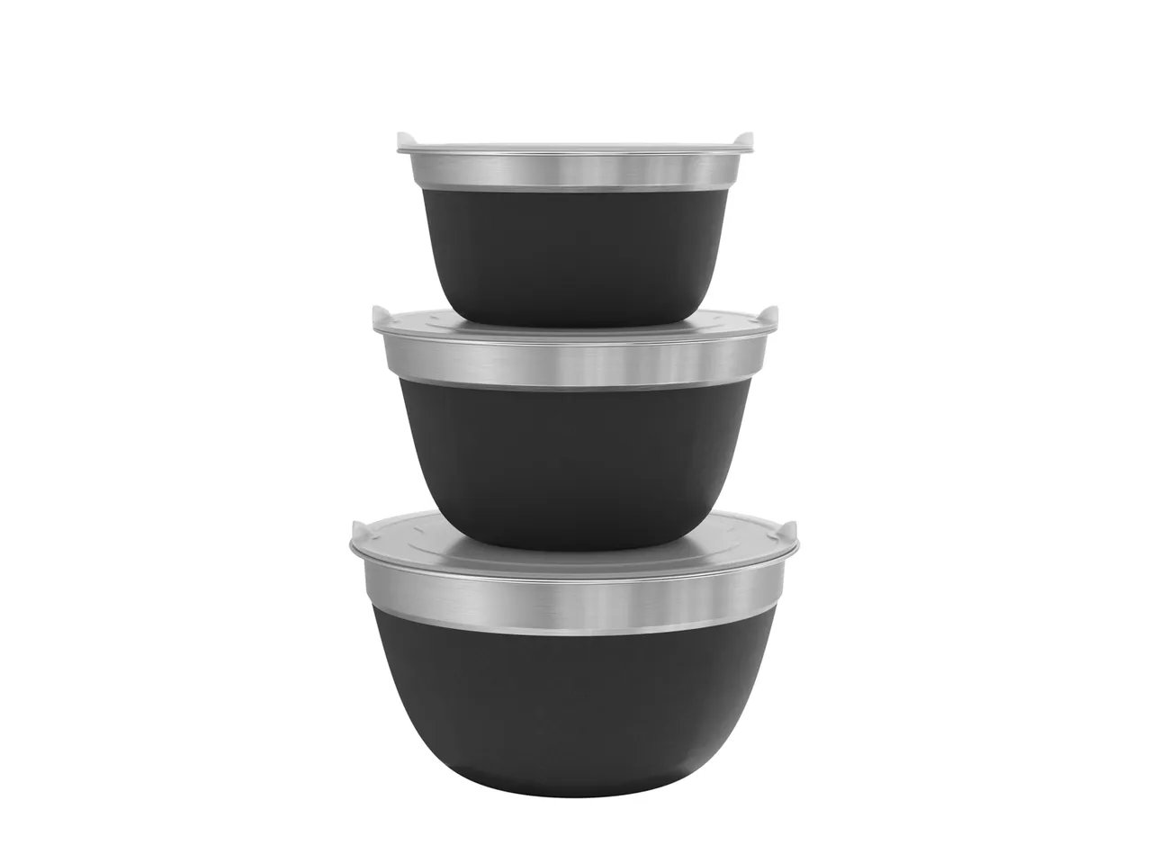 Set ciotole in acciaio con coperchio