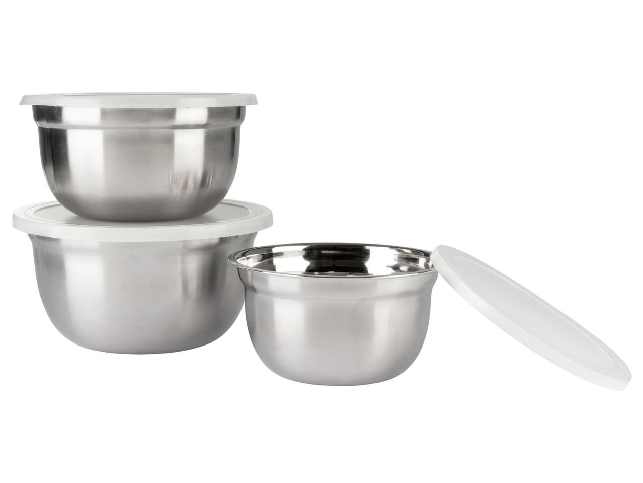 Set ciotole in acciaio con coperchio