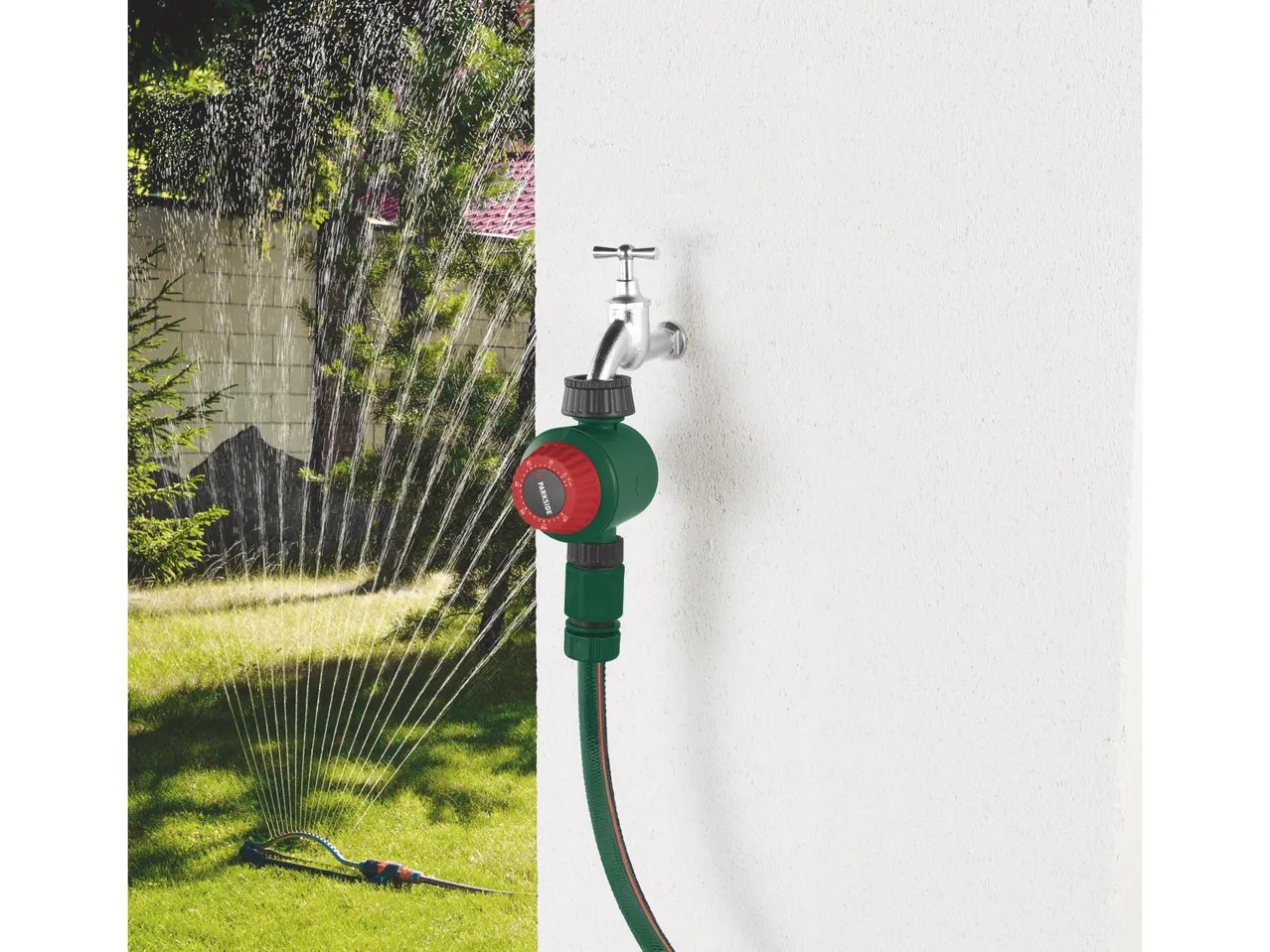 Distributore a due vie, timer per irrigazione o contatore acqua