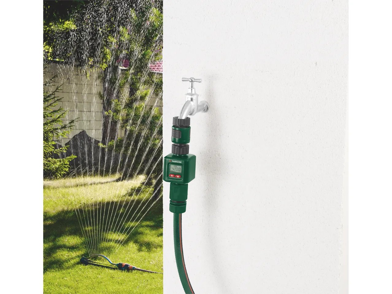 Distributore a due vie, timer per irrigazione o contatore acqua