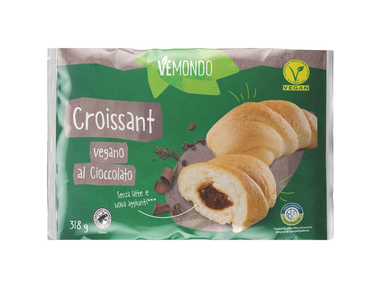 Croissant vegani con farcitura al cioccolato