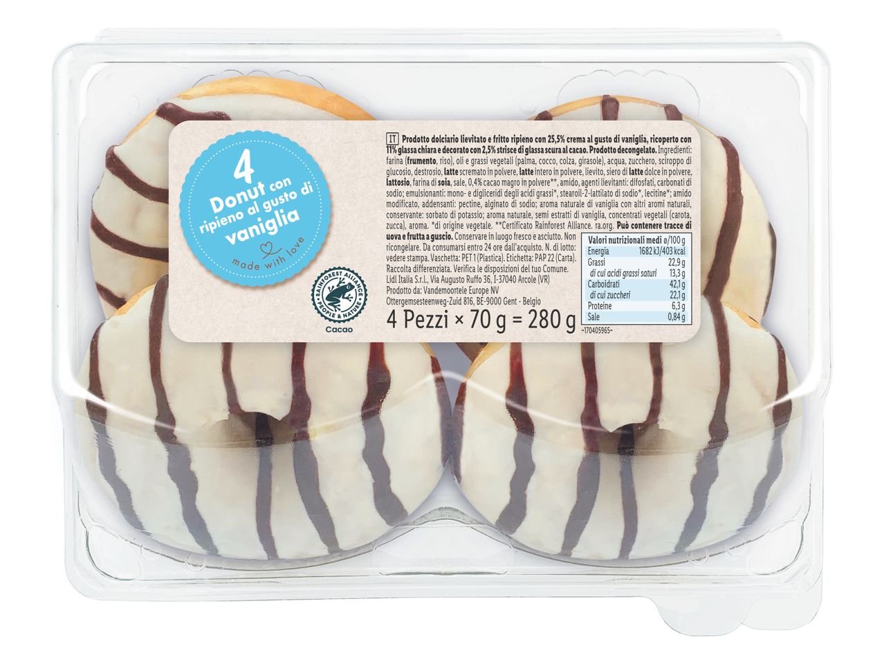 4 Donut ripieni alla vaniglia