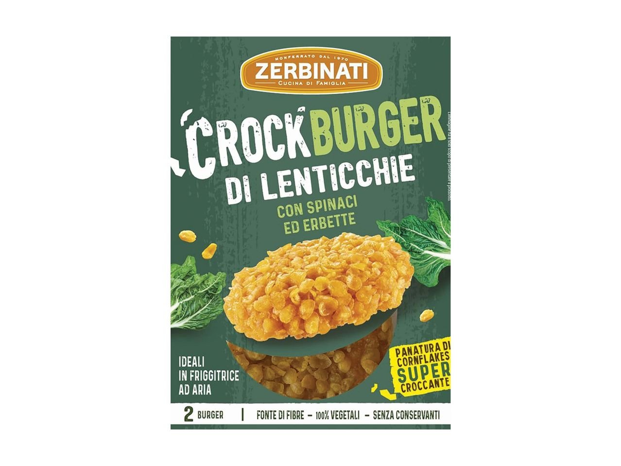 Crock burger di lenticchie con spinaci ed erbette