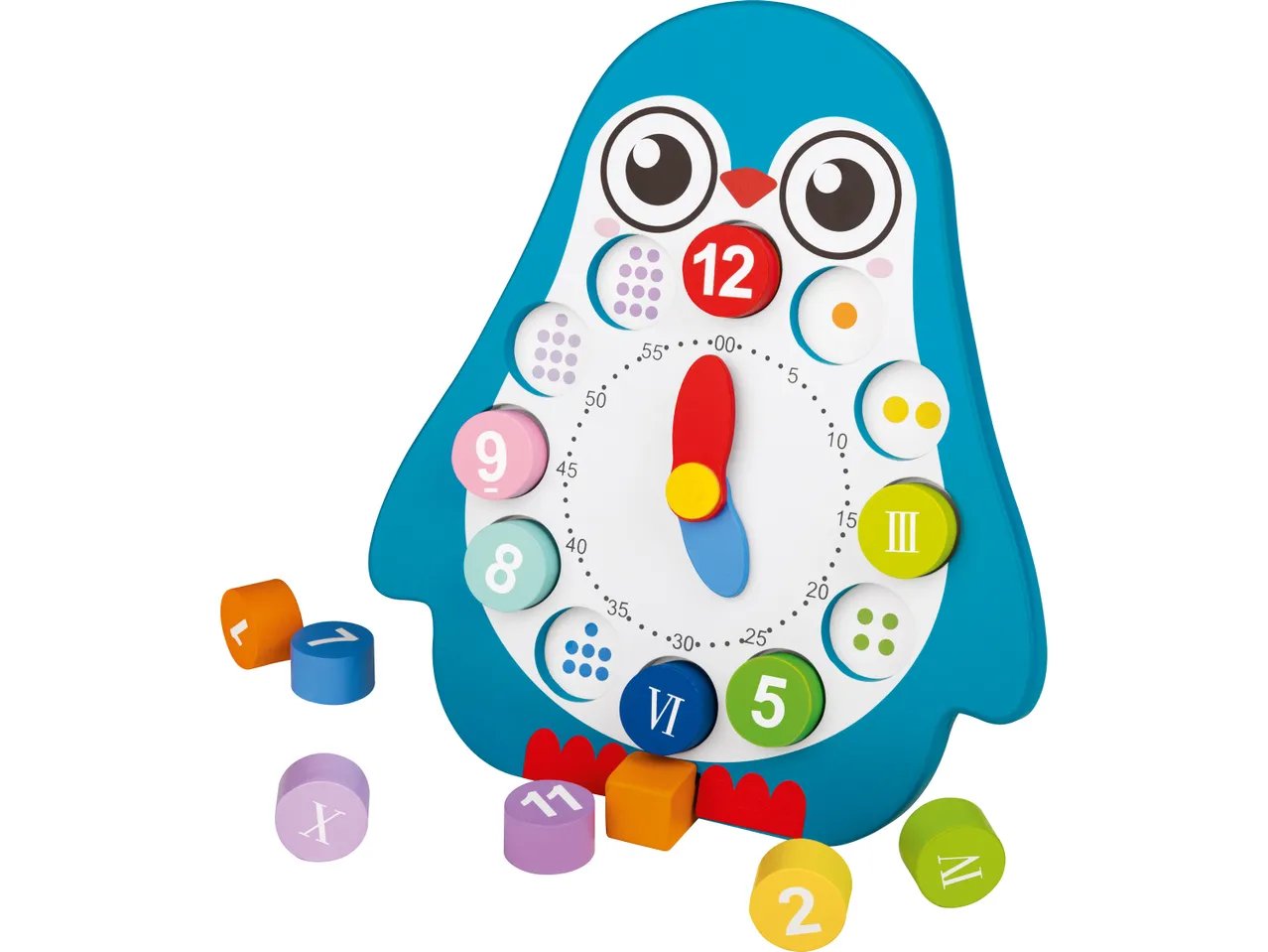Gioco didattico in legno "Conta e infila, Orologio o Lavagnetta da tavolo"