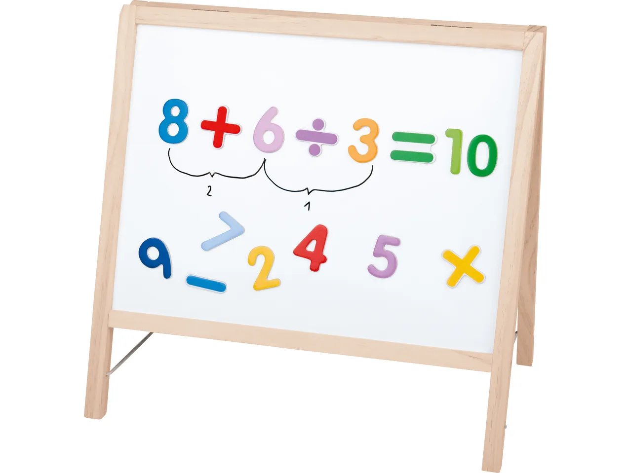 Gioco didattico in legno "Conta e infila, Orologio o Lavagnetta da tavolo"