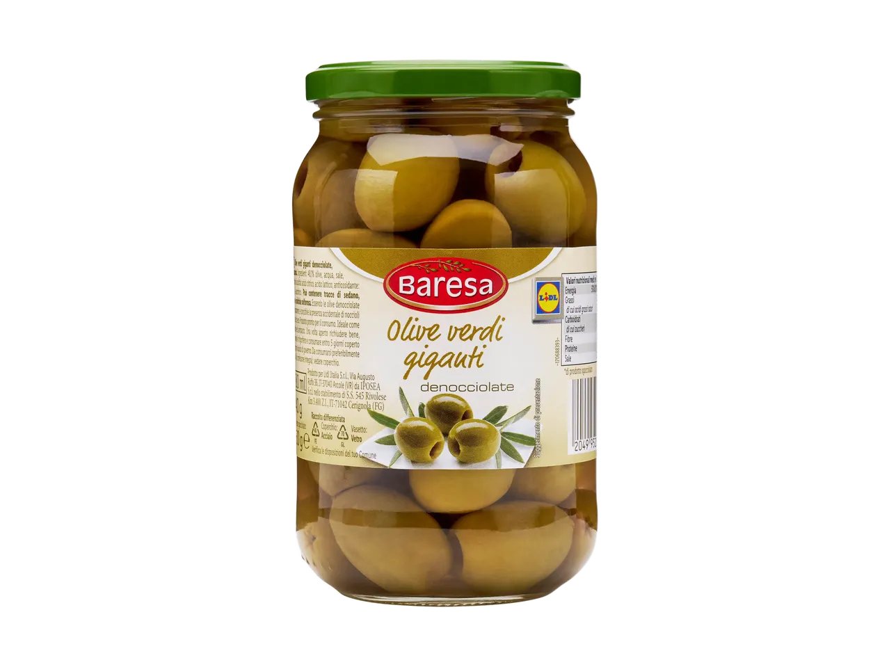Olive verdi denocciolate giganti