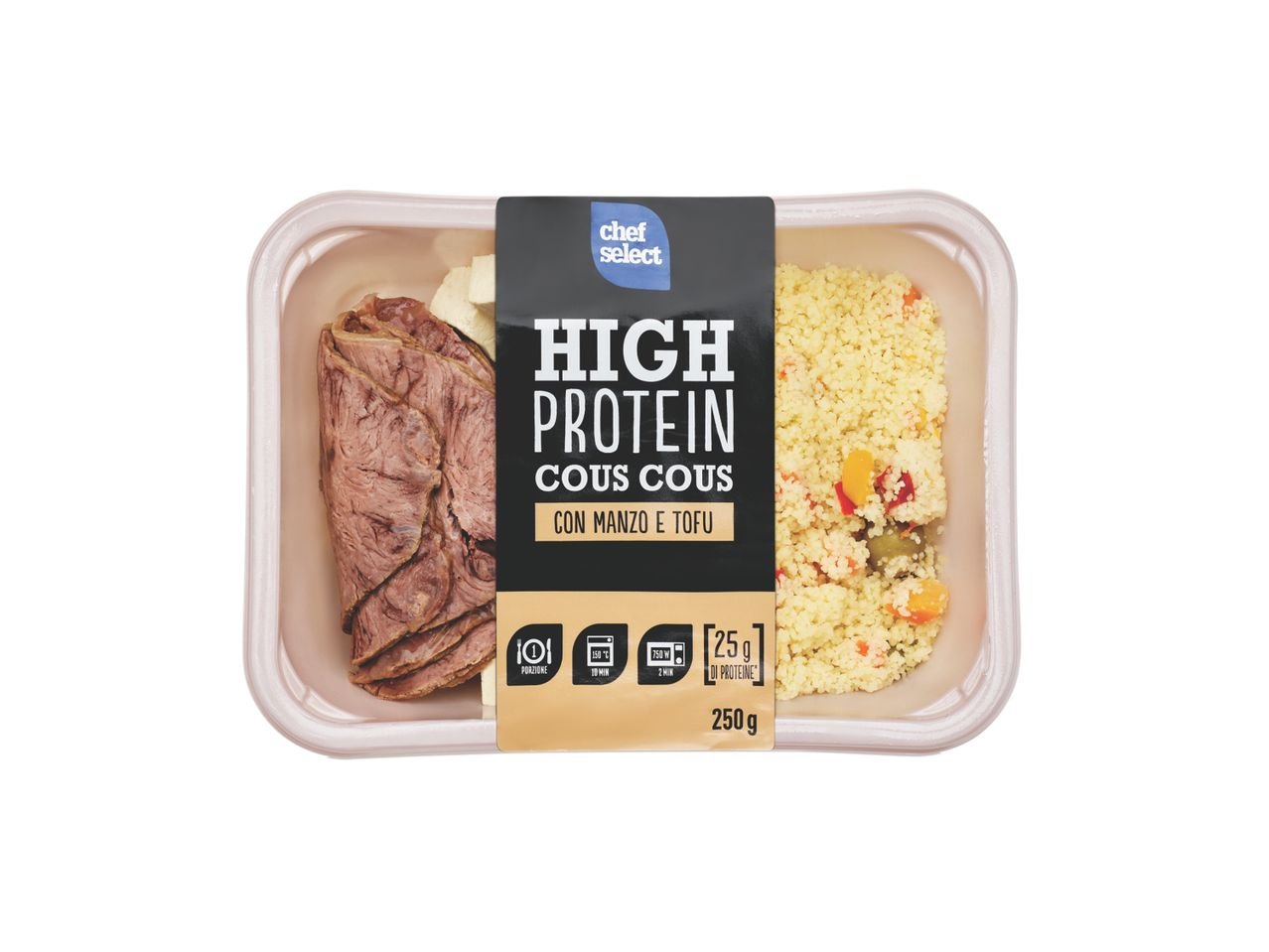 Manzo a fette con cous cous di verdure e tofu