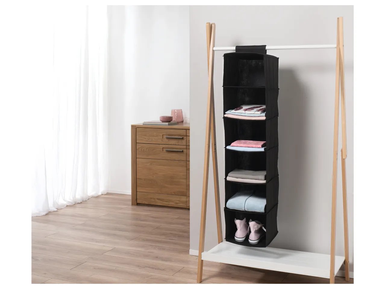 Organizer pensile, contenitore sottoletto o copriabiti