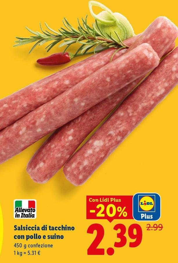 Salsiccia Di Tacchino Con Pollo E Suino