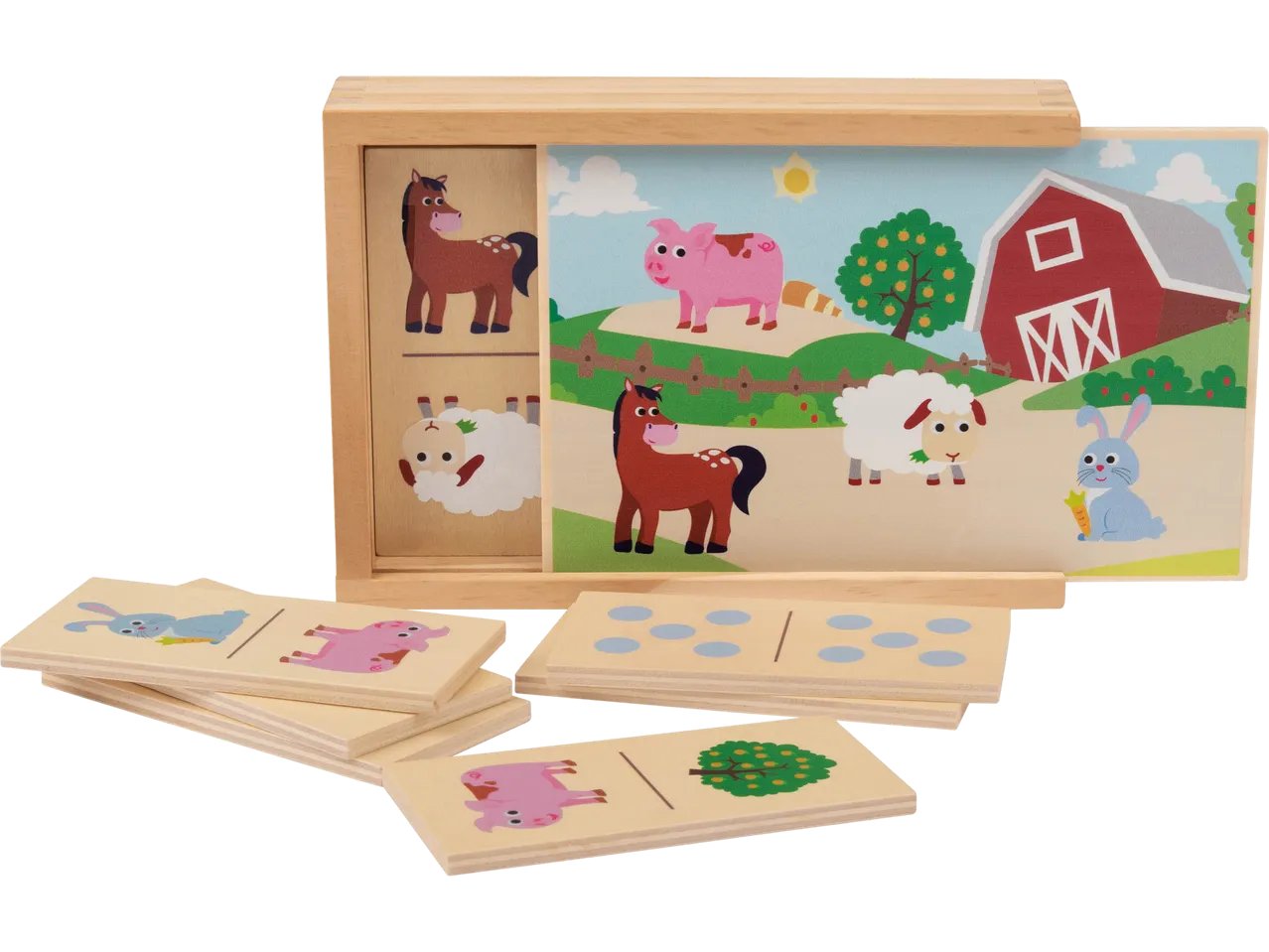 Gioco in legno “Domino, memo, gioco della pesca o di equilibrio”