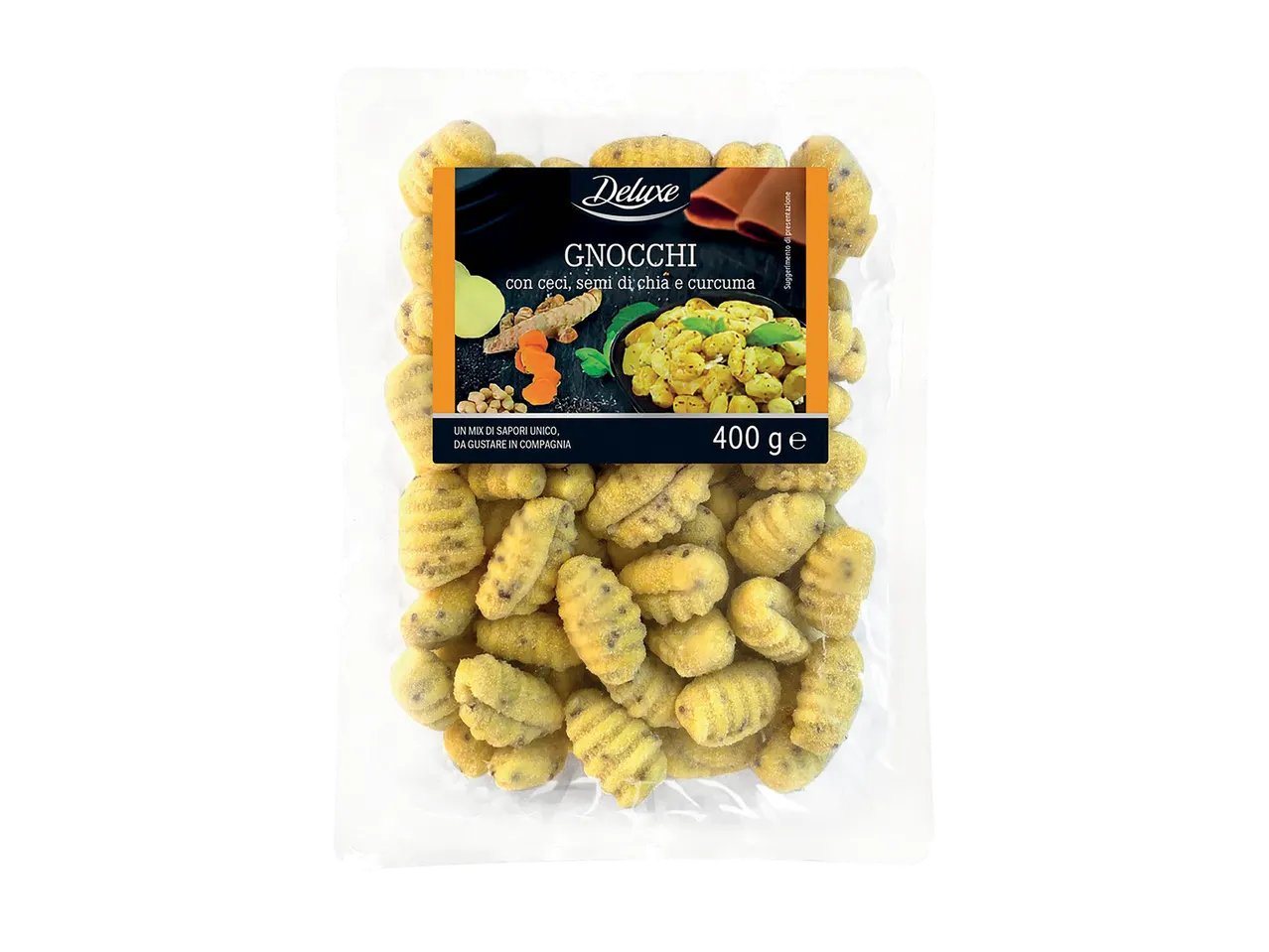 Gnocchi con ceci, semi di chia e curcuma