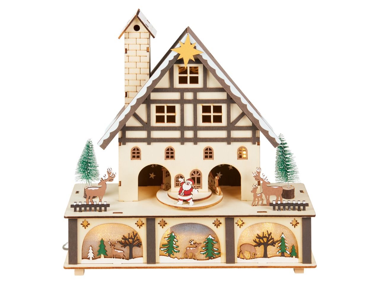 Paesaggio natalizio a LED in legno