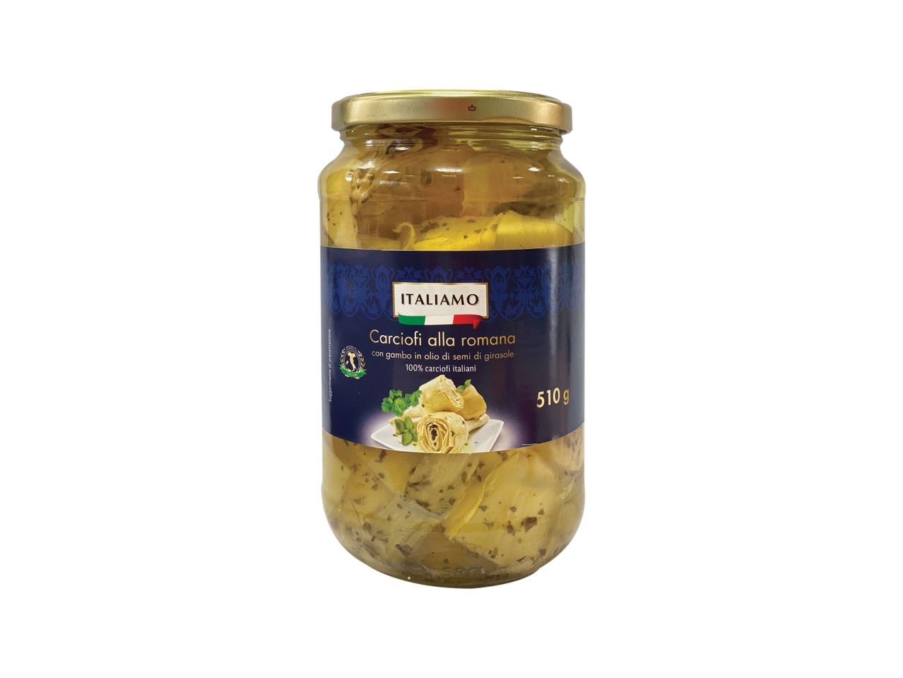 Carciofi alla romana con gambo in olio di semi di girasole