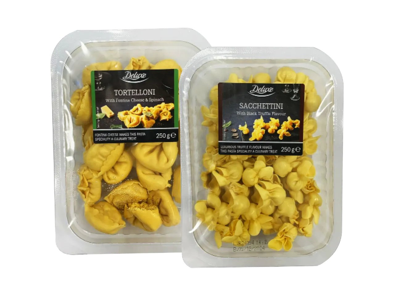 Tortelloni con fontina e spinaci o sacchettini al tartufo