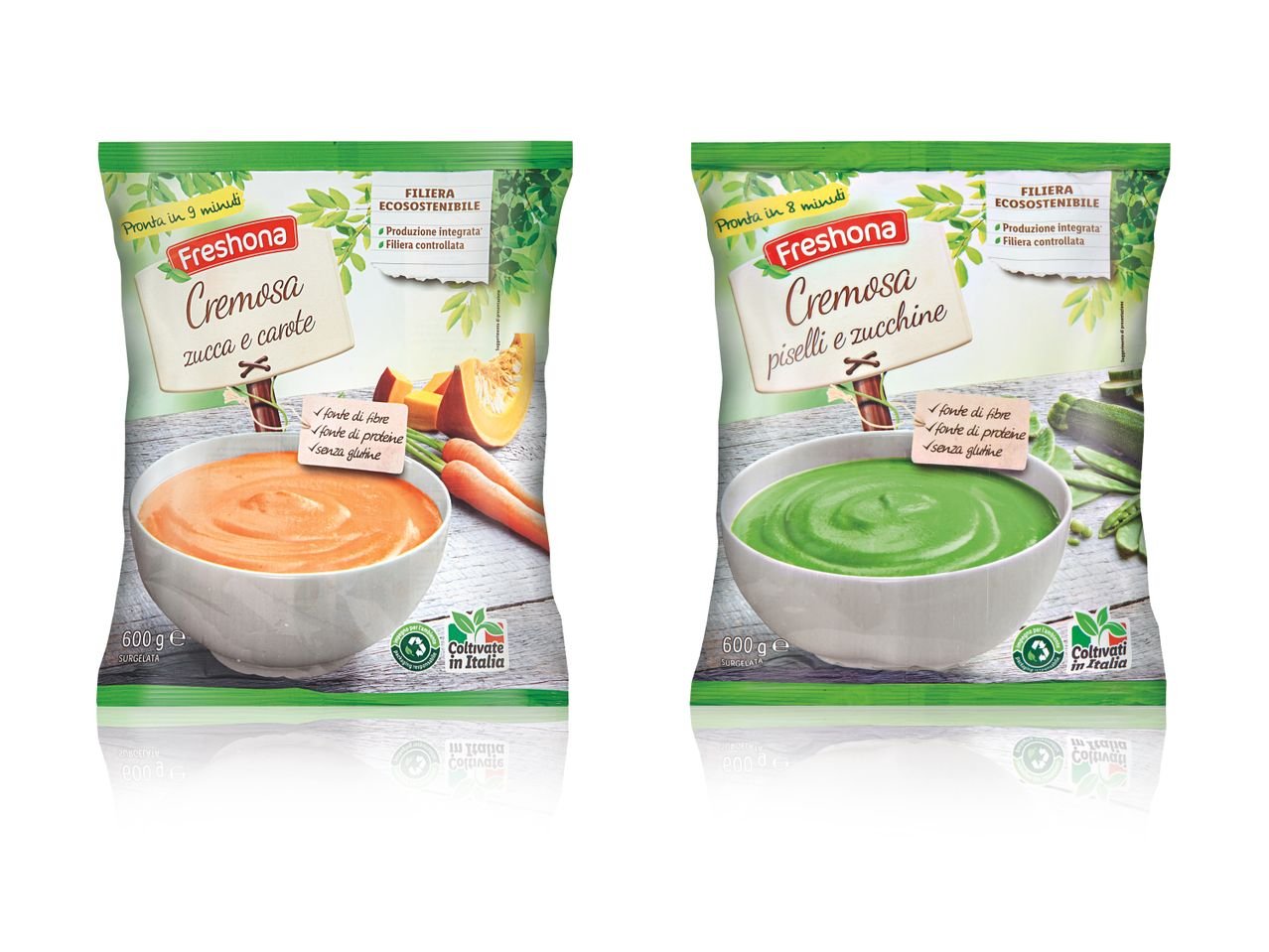 Cremosa di zucca e carote o piselli e zucchine