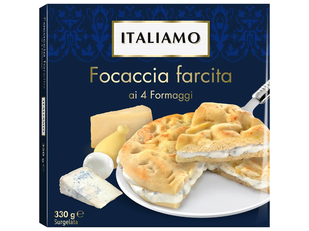 Focaccia farcita ai 4 formaggi