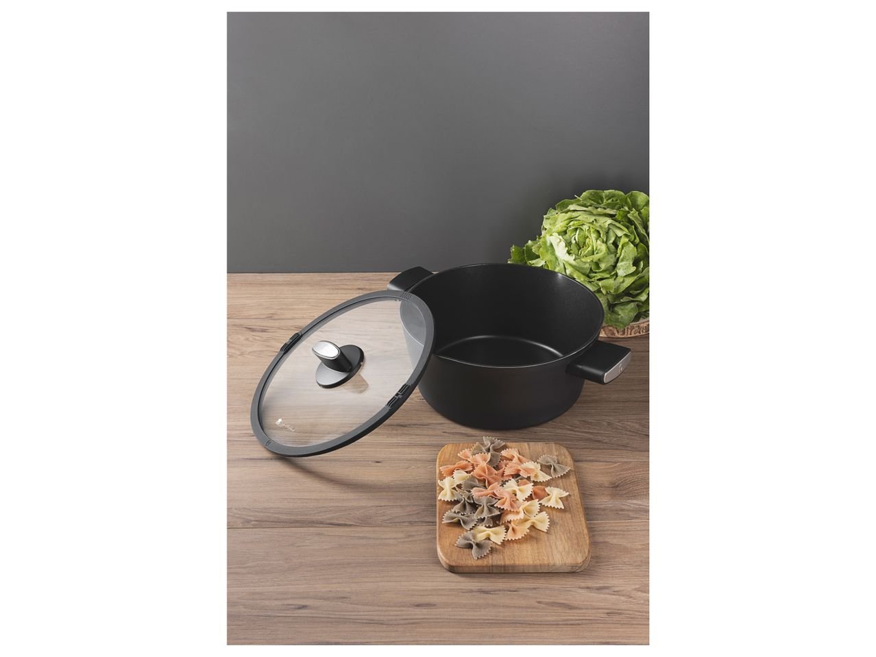 Casseruola in alluminio forgiato con coperchio in vetro