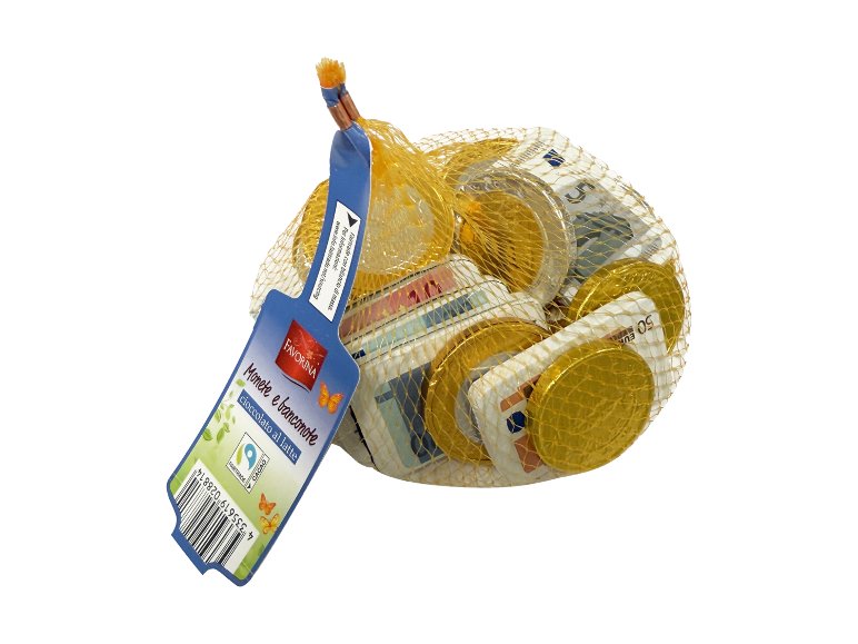 Monete e banconote di cioccolato