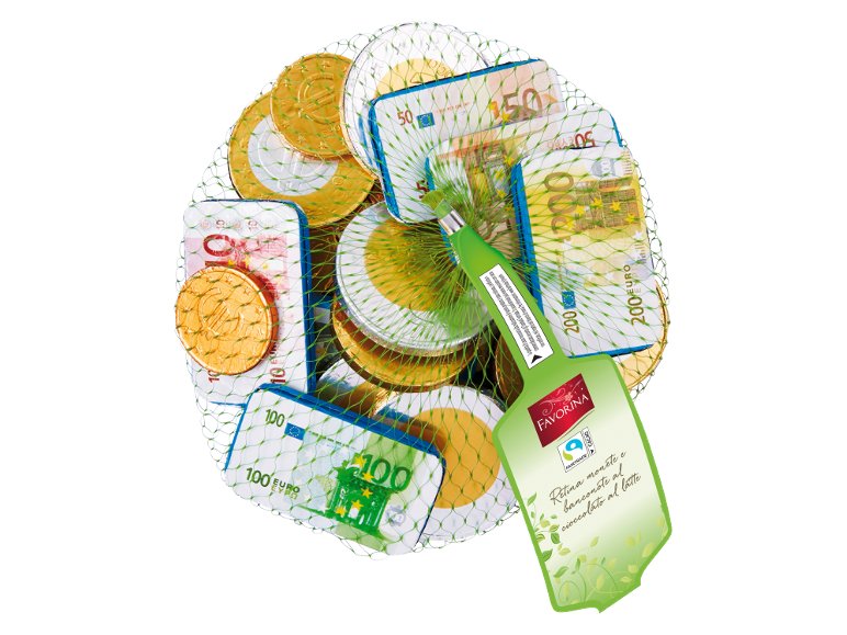 Monete e banconote di cioccolato