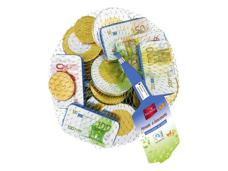 Monete e banconote di cioccolato