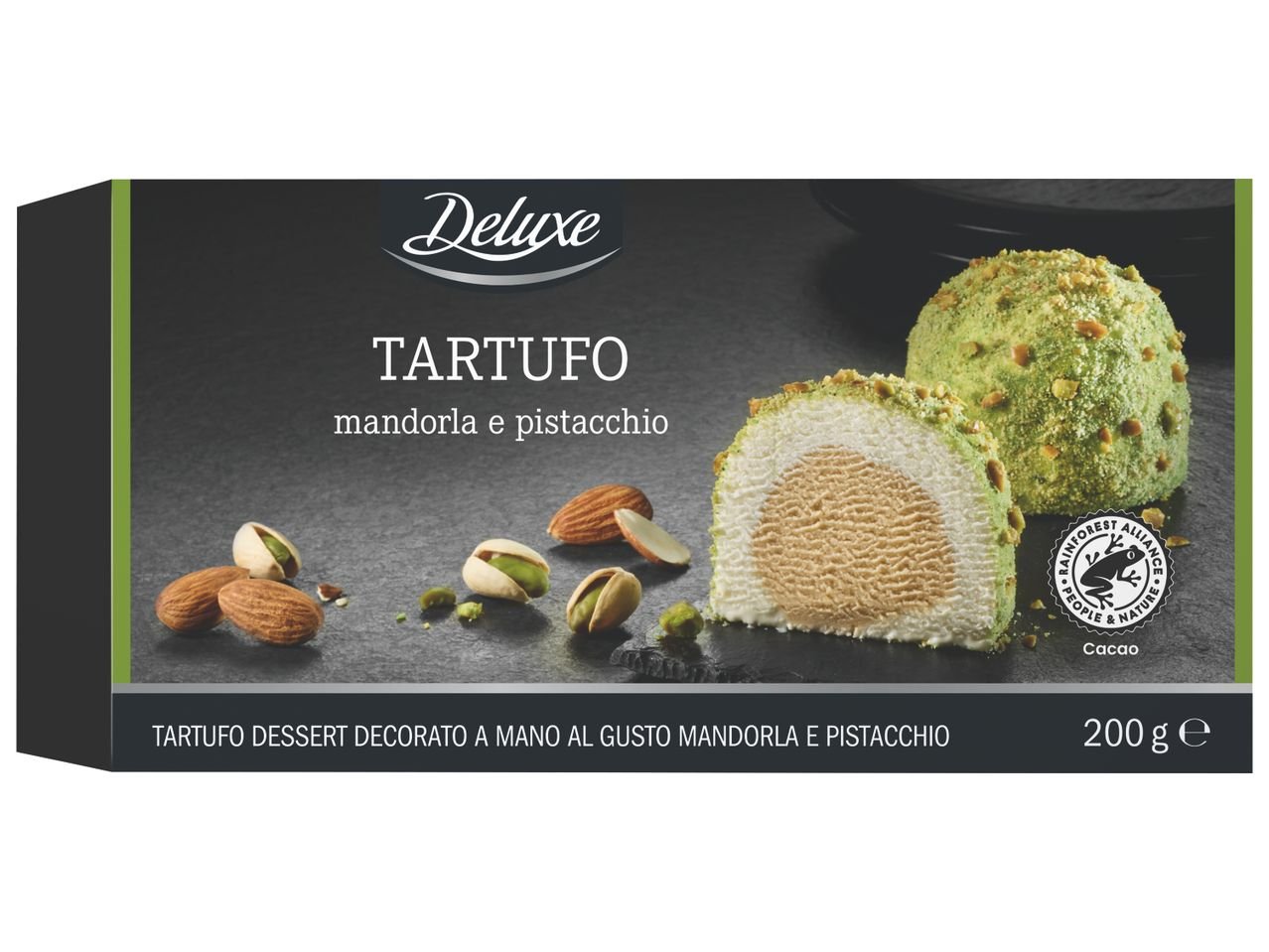 Tartufo gelato con mandorle e pistacchi