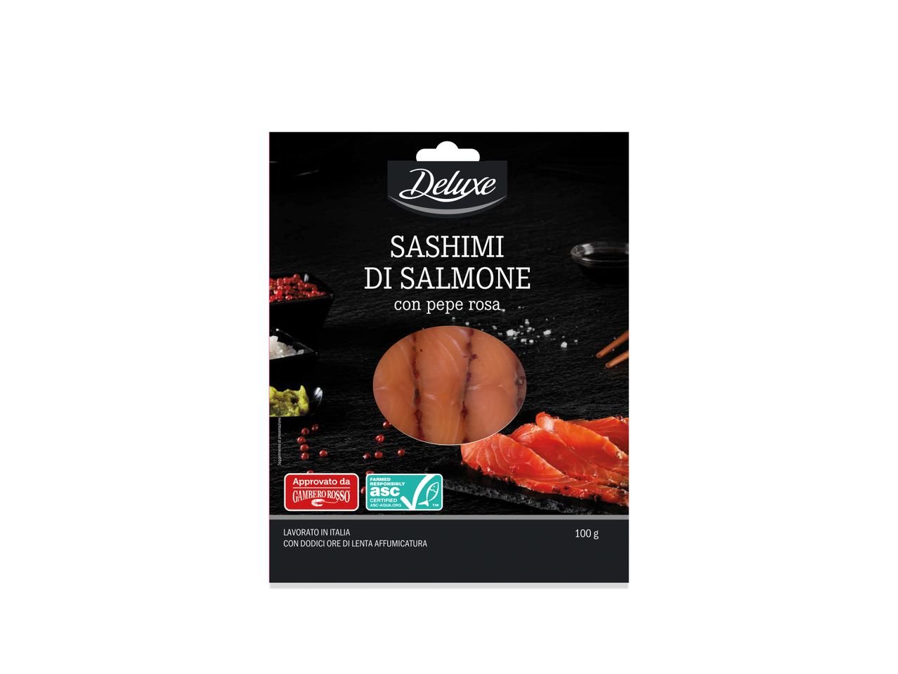 Sashimi di salmone norvegese con pepe rosa