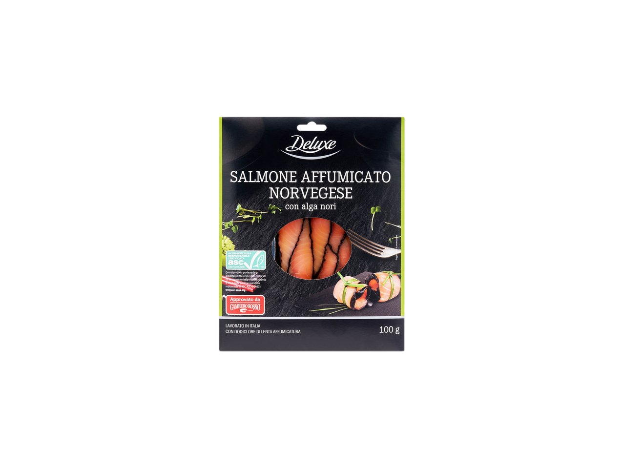 Salmone affumicato norvegese con alga nori