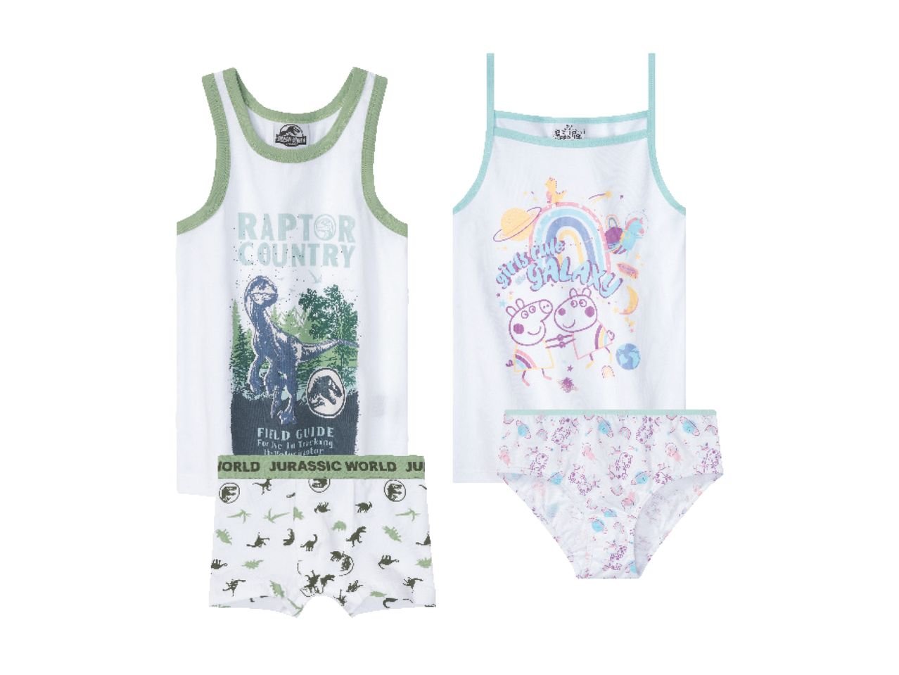 Coordinato intimo da bambini “Paw Patrol, Peppa Pig, Barbie, Transformers, Jurassic World”