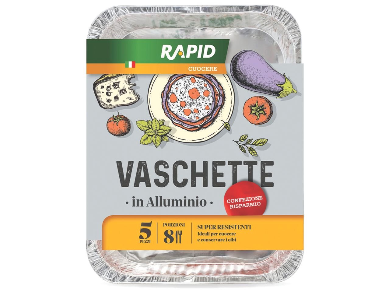 Vaschette in alluminio senza coperchio 8 porzioni