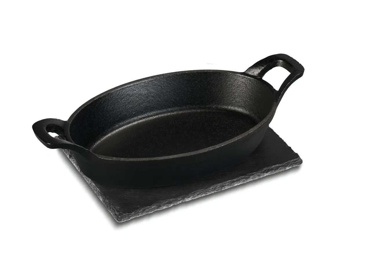 Piastra in ghisa da grigliata con piatto in ardesia