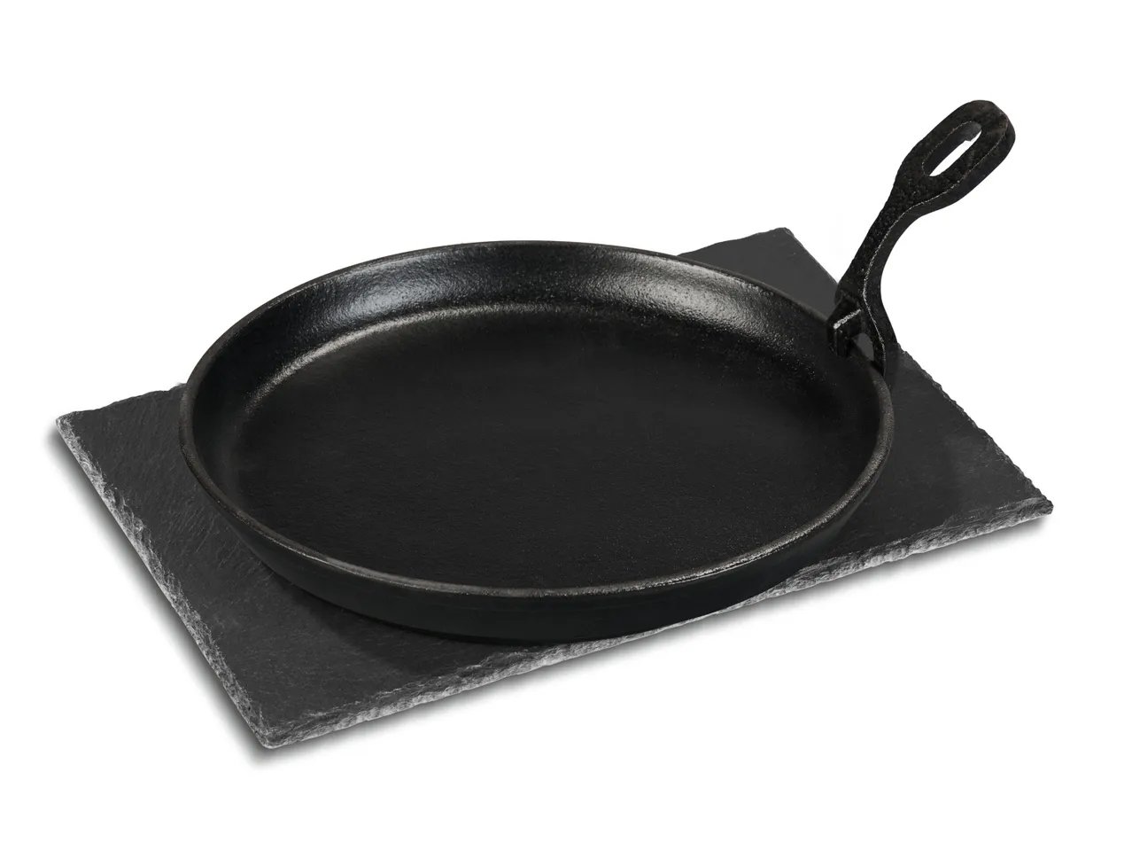 Piastra in ghisa da grigliata con piatto in ardesia