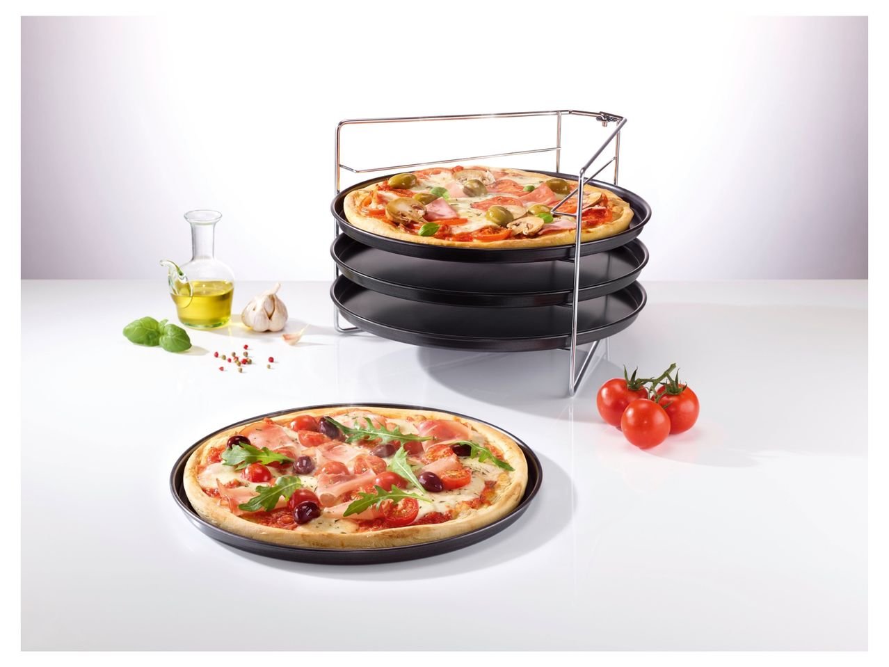 Set teglie per pizza con supporto
