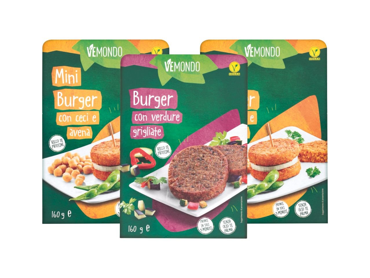 Burger con verdure grigliate o mini burger con ceci e avena