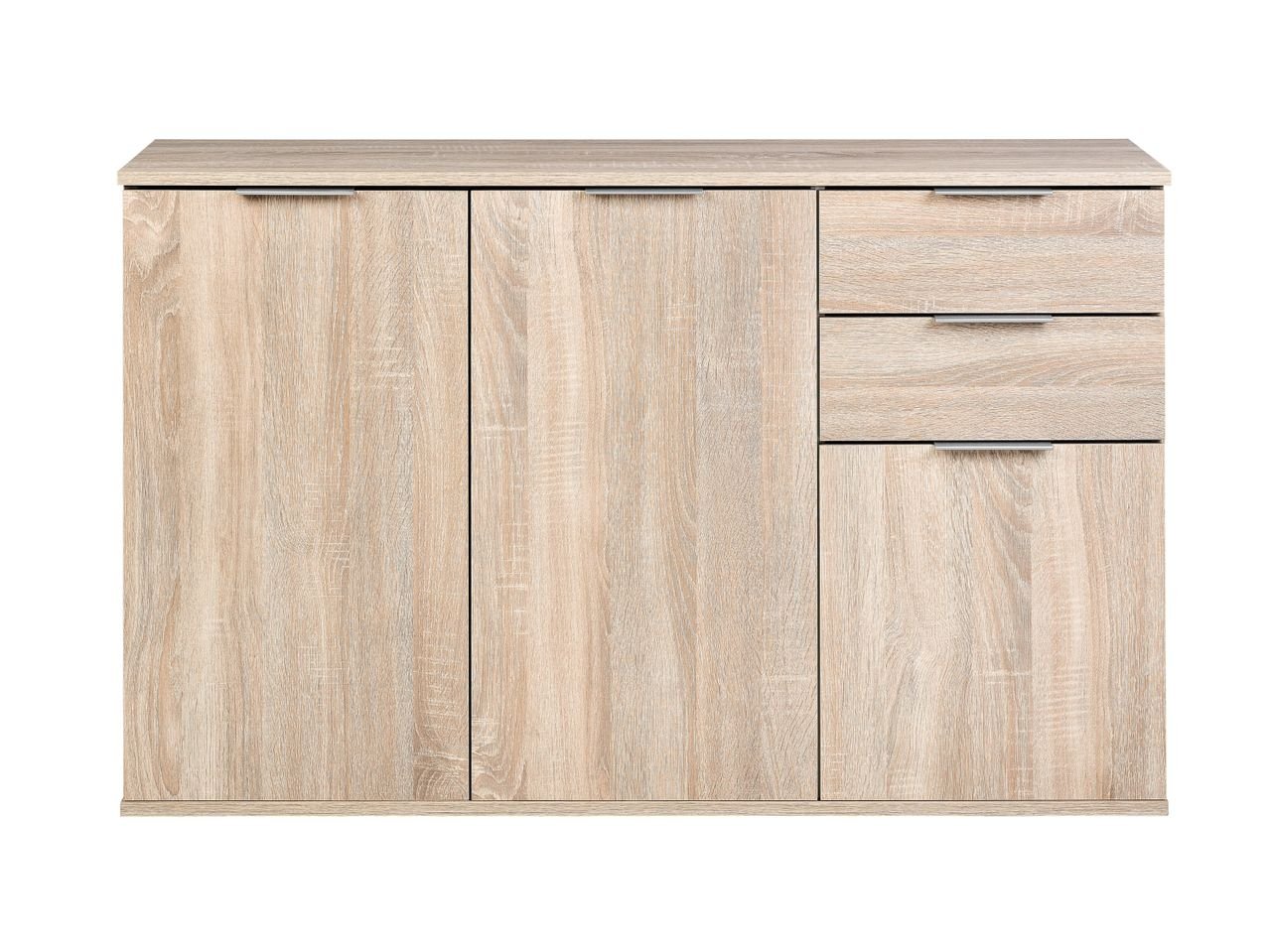 Mobiletto con 3 ante e 2 cassetti, simil-quercia