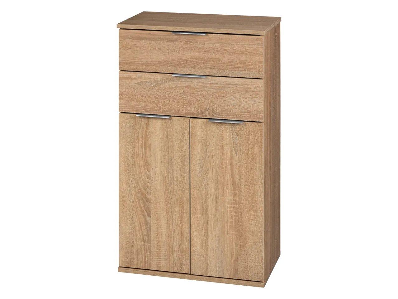 Mobiletto 2 cassetti e 2 ante, simil-quercia