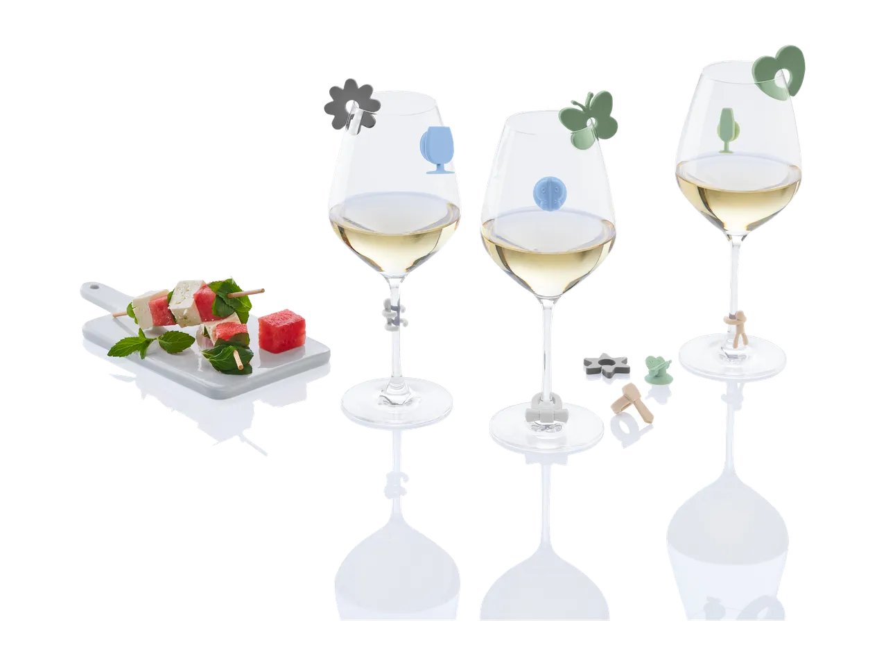 Segnabicchieri, cannucce o tappi riutilizzabili