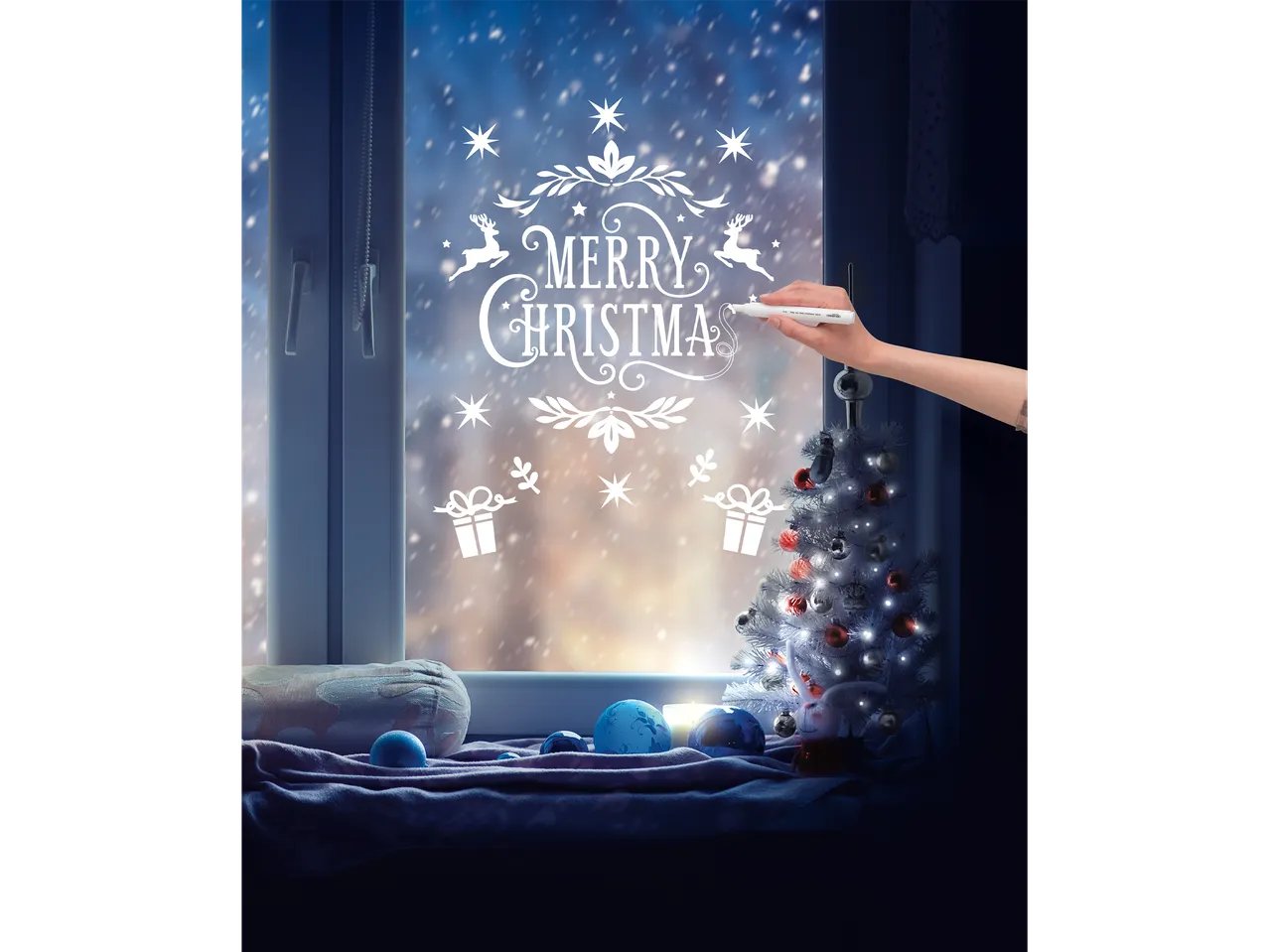 Set stencil natalizio per finestre