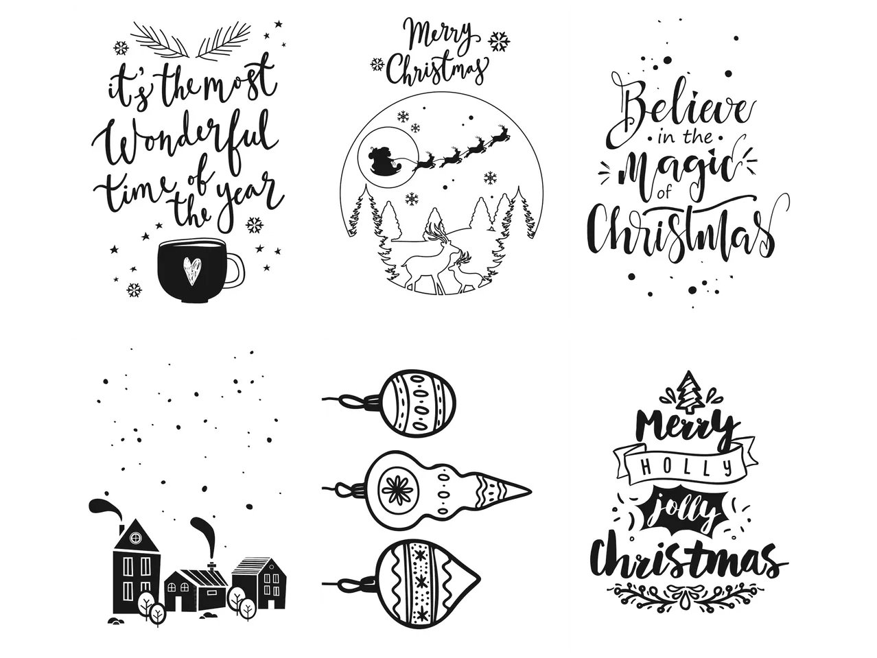 Set stencil natalizio per finestre