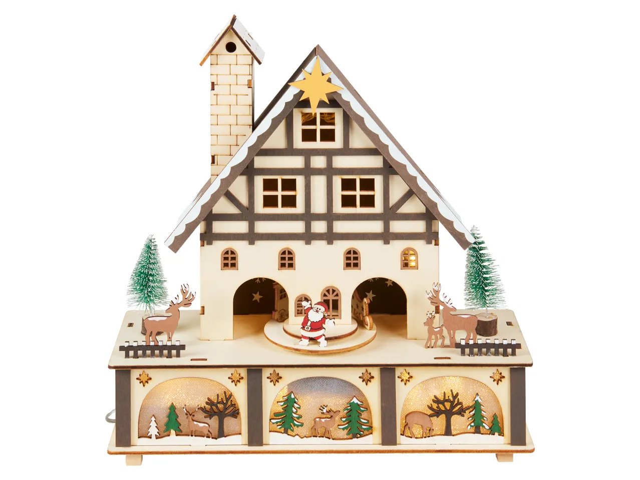 Casetta natalizia a LED in legno