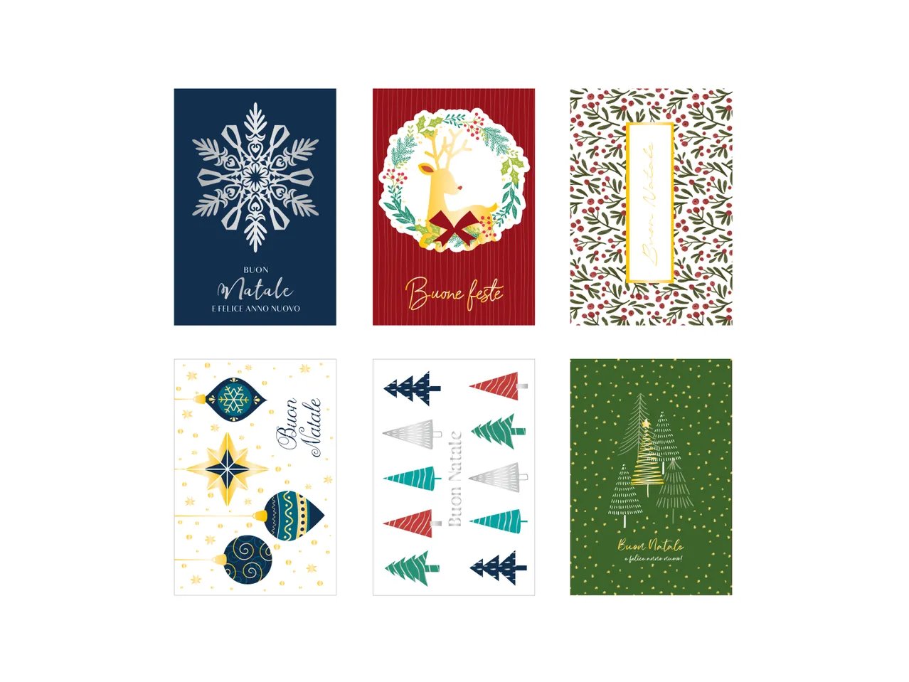 Set biglietti di auguri natalizi, 6 pezzi