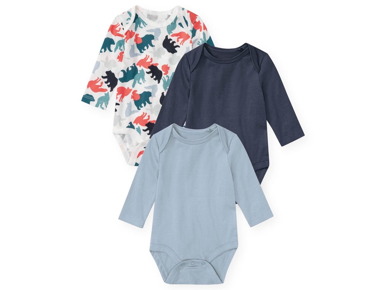 Body a manica lunga per neonati, 3 pezzi