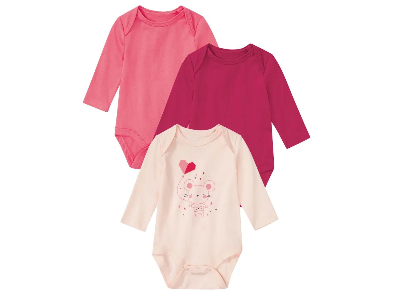 Body a manica lunga per neonati, 3 pezzi